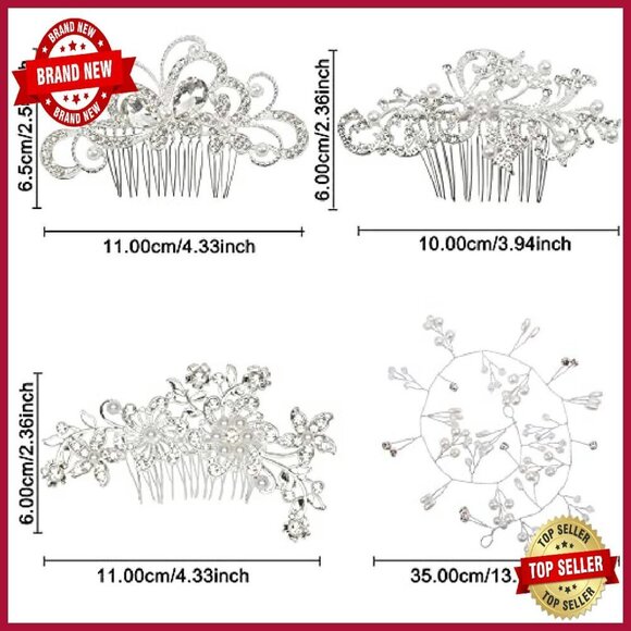 50-Piece Wedding Hair Comb Set Rhinestone Pearl Bridal Accessories
